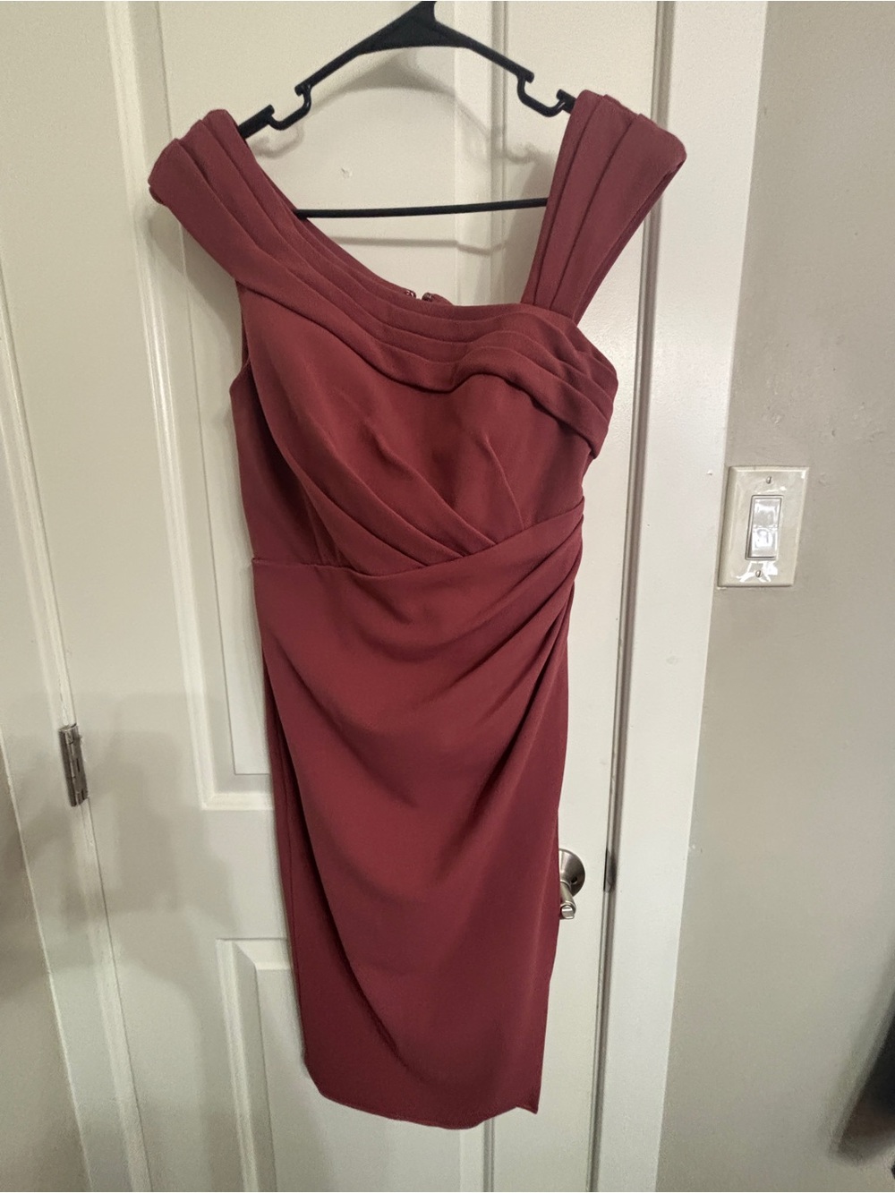 AZAZIE Elegant Mauve Sheath Dress with Draped Bodice Size